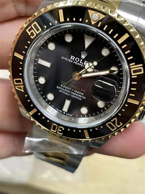 rolex double red sea-dweller replica|rolex sea dweller two tone.